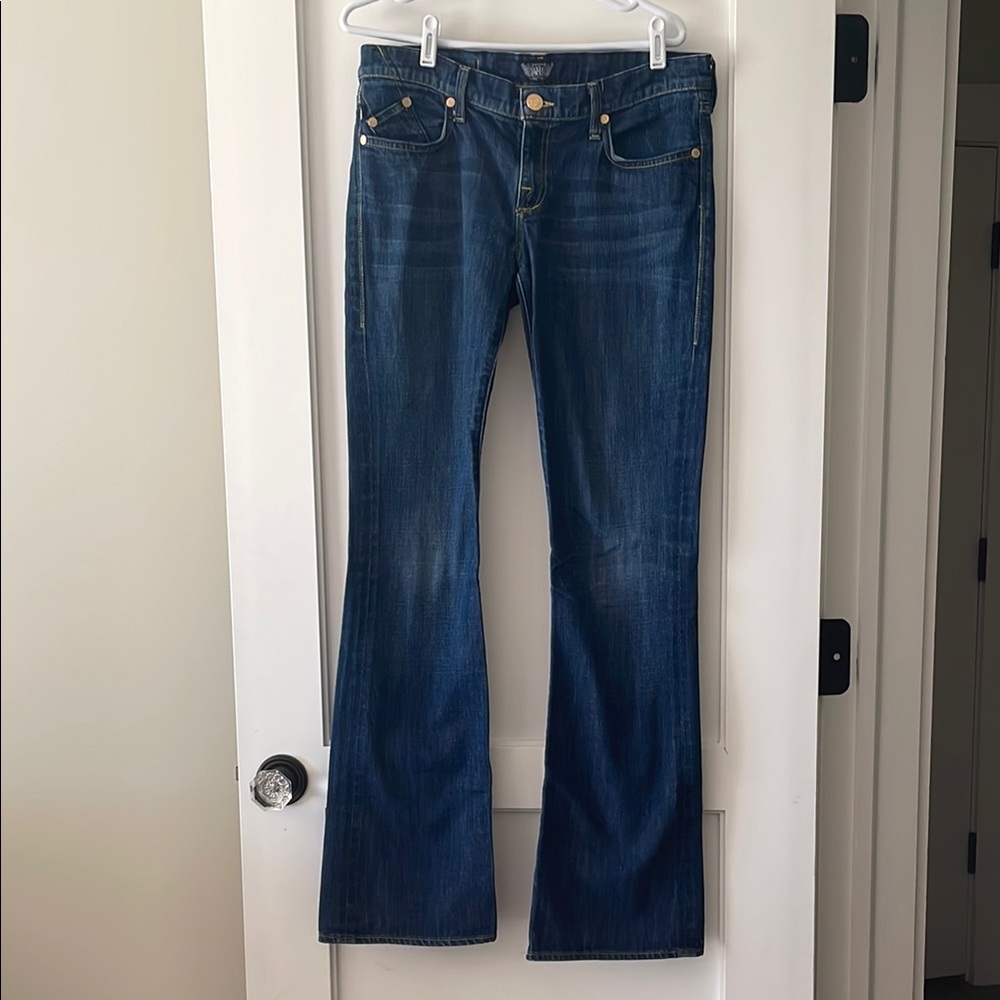 Blue Flare Wide Leg Jeans with Stretch